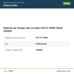 Especificações técnicas de Detector de Tensão sem Contato CAT IV 1000V Hikari 21N304