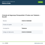 Especificações técnicas de Cinturão de Segurança Paraquedista 3 Fivelas com Talabarte – Nove54