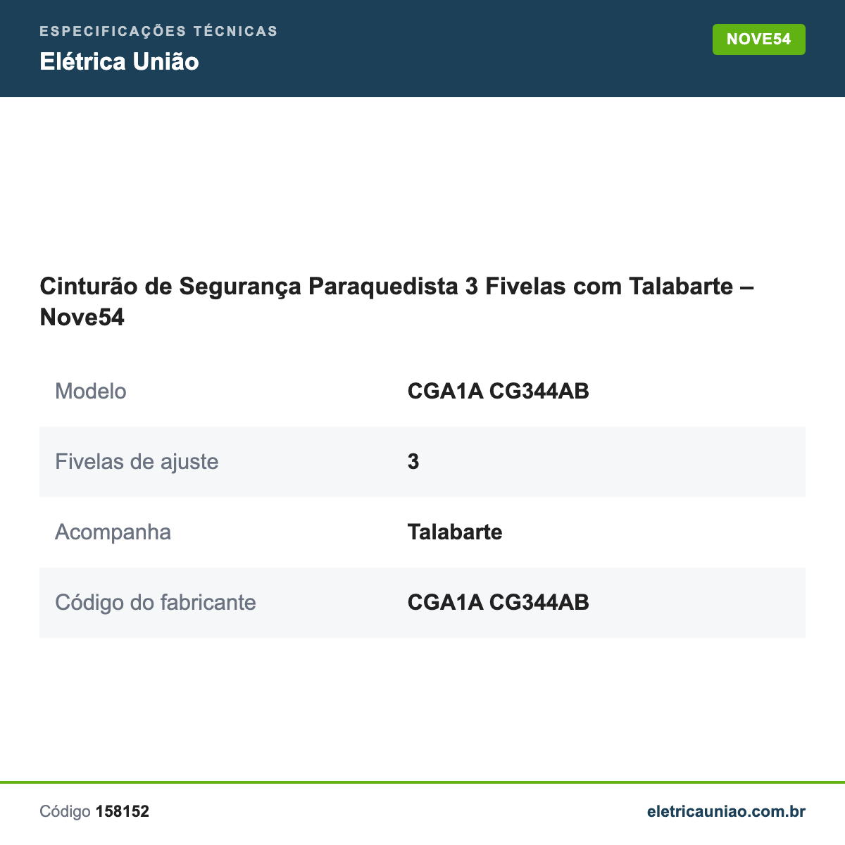 Especificações técnicas de Cinturão de Segurança Paraquedista 3 Fivelas com Talabarte – Nove54