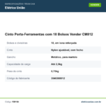 Especificações técnicas de Cinto Porta-Ferramentas com 18 Bolsos Vonder CM012