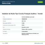 Especificações técnicas de Abafador de Ruído Tipo Concha Proteção Auditiva – Vonder