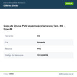 Especificações técnicas de Capa de Chuva PVC Impermeável Amarela Tam. XG – Nove54