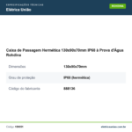 Especificações técnicas de Caixa de Passagem Hermética 130x90x70mm IP68 à Prova d'Água Rohdina