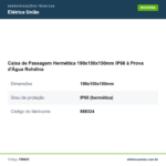 Especificações técnicas de Caixa de Passagem Hermética 190x150x150mm IP68 à Prova d'Água Rohdina