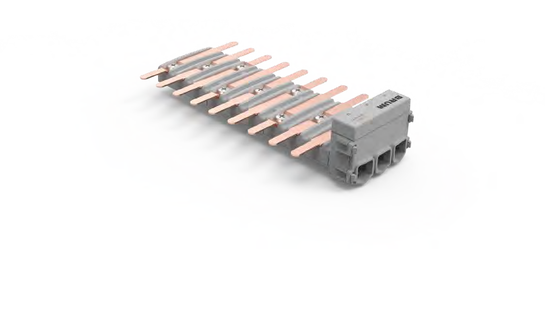 barramento-trifasico-brum-volt-100a KIT BARRAMENTO TRIF 100A 34 POLOS DIN C/N+T 99200009 - Imagem 1