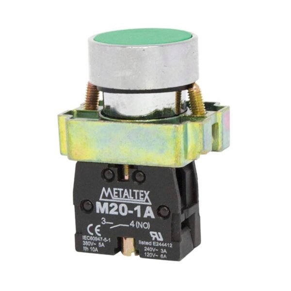 Botão Pulsador Verde 22mm M20afr-g-1a Metaltex