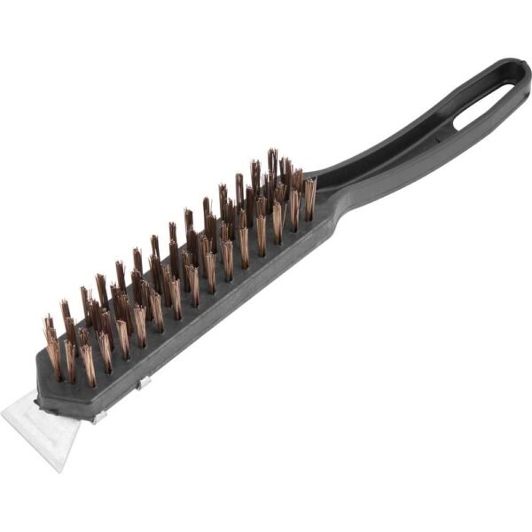 ESCOVA MANUAL CERDAS ACO 4 FILEIRAS C/RASPADOR CABO PLASTICO