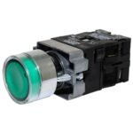 BOT PULSO ILUMIN.22MM METAL LED VD 220VCA 1NA+1NF METALTEX