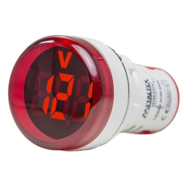 Voltímetro Digital Led Vermelho Painel 22mm Bivolt Metaltex IDR20VR