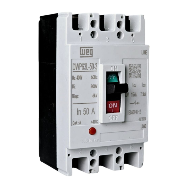 Disjuntor Tripolar 50A Caixa Moldada 15kA WEG DWP63L-50-3