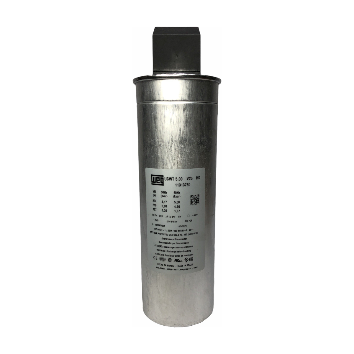 unidade-capacitiva-trif-sica-5-kvar-220v-60hz-s-rie-e-weg-154136 Unidade Capacitiva Trifásica 5 kVAr 220V 60Hz Série E WEG